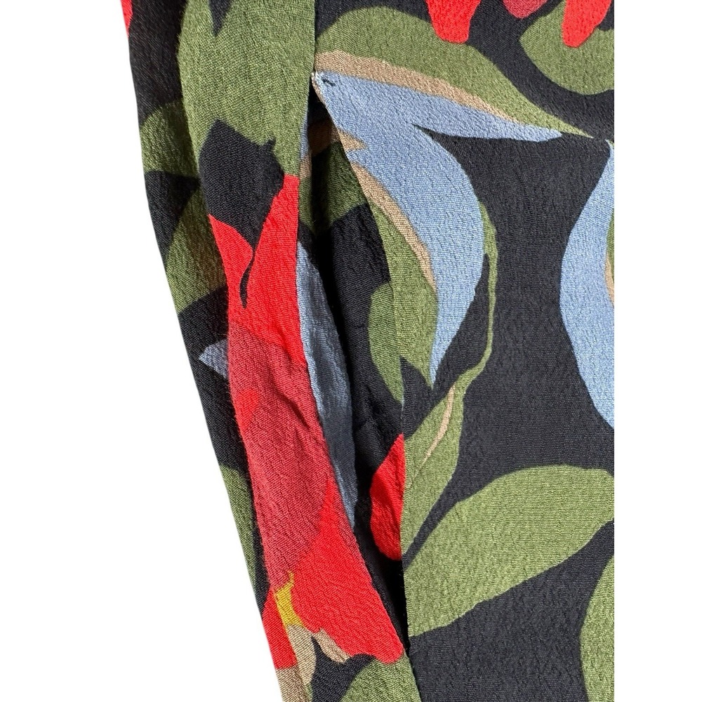 Zara Trafaluc Collection Floral Red Black Green Shirt Dress Button Down XS - Picture 12 of 14